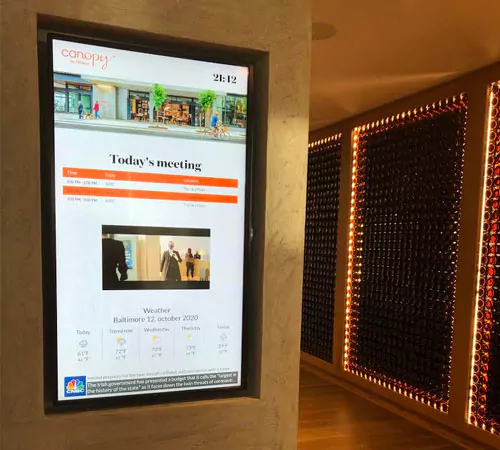 Canopy Hotel screen showing Digital Signage