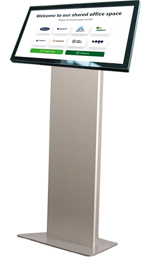 Visitor Management self check in screen, with a multi company design