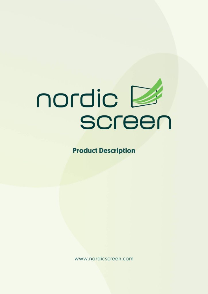 Front page of the NordicScreen Product Description PDF.