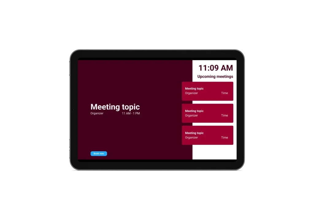 iPad with Q-Cal installed and used as a meeting room booking display.