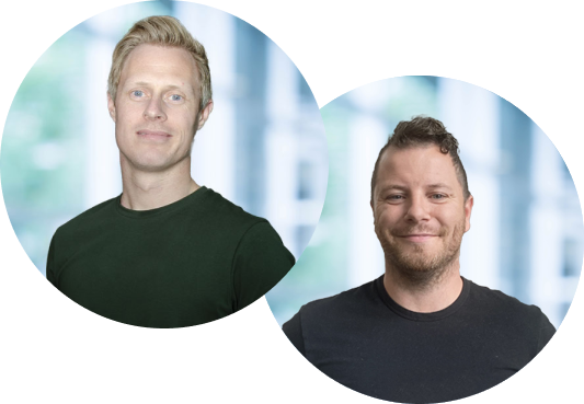 Rounded images of two sales people from NordicScreen. Daniel to the left and Luca to the right.